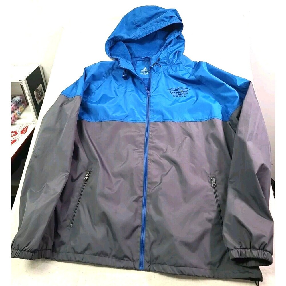 Vintage Walt Disney World 1971 Hooded Windbreaker Jacket Adult XXL Blue/Gray VGC